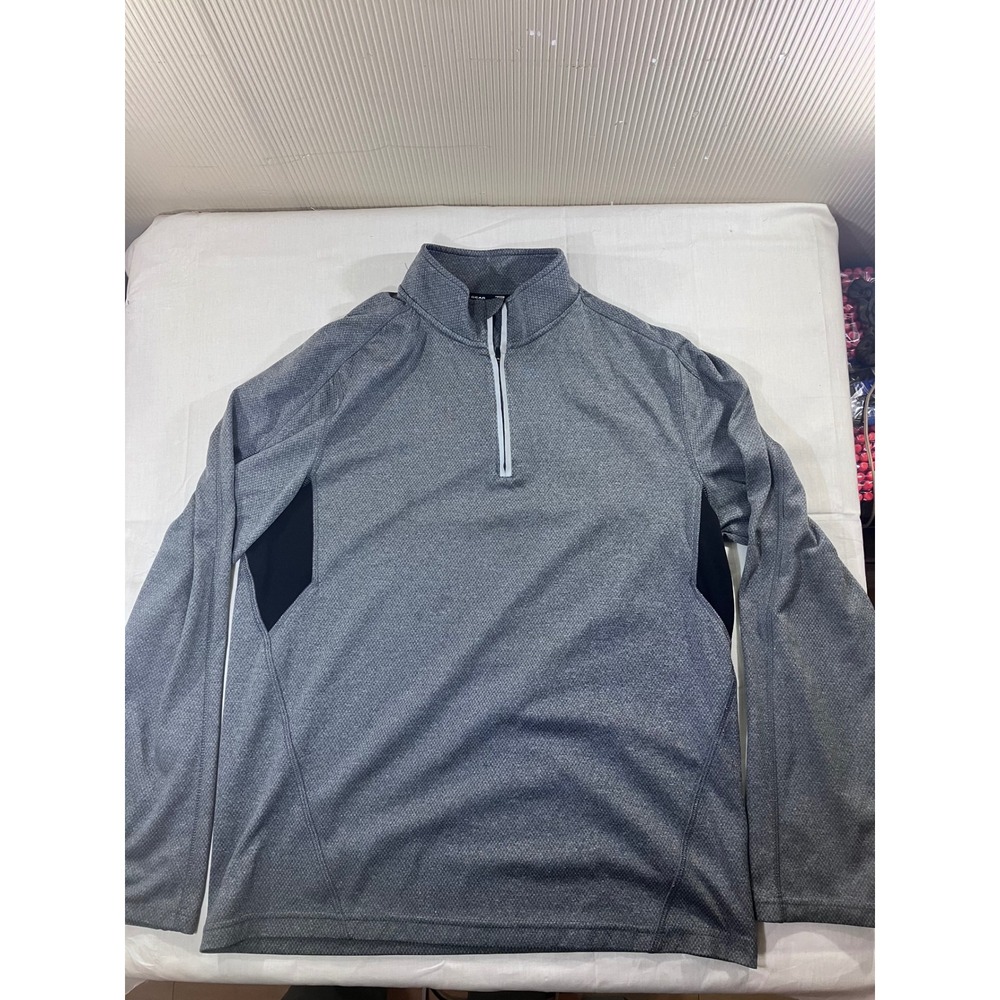 Tek Gear‎ Training Pullover Mens Large Gray Black 1/4 Zip Long Sleeve Athletic